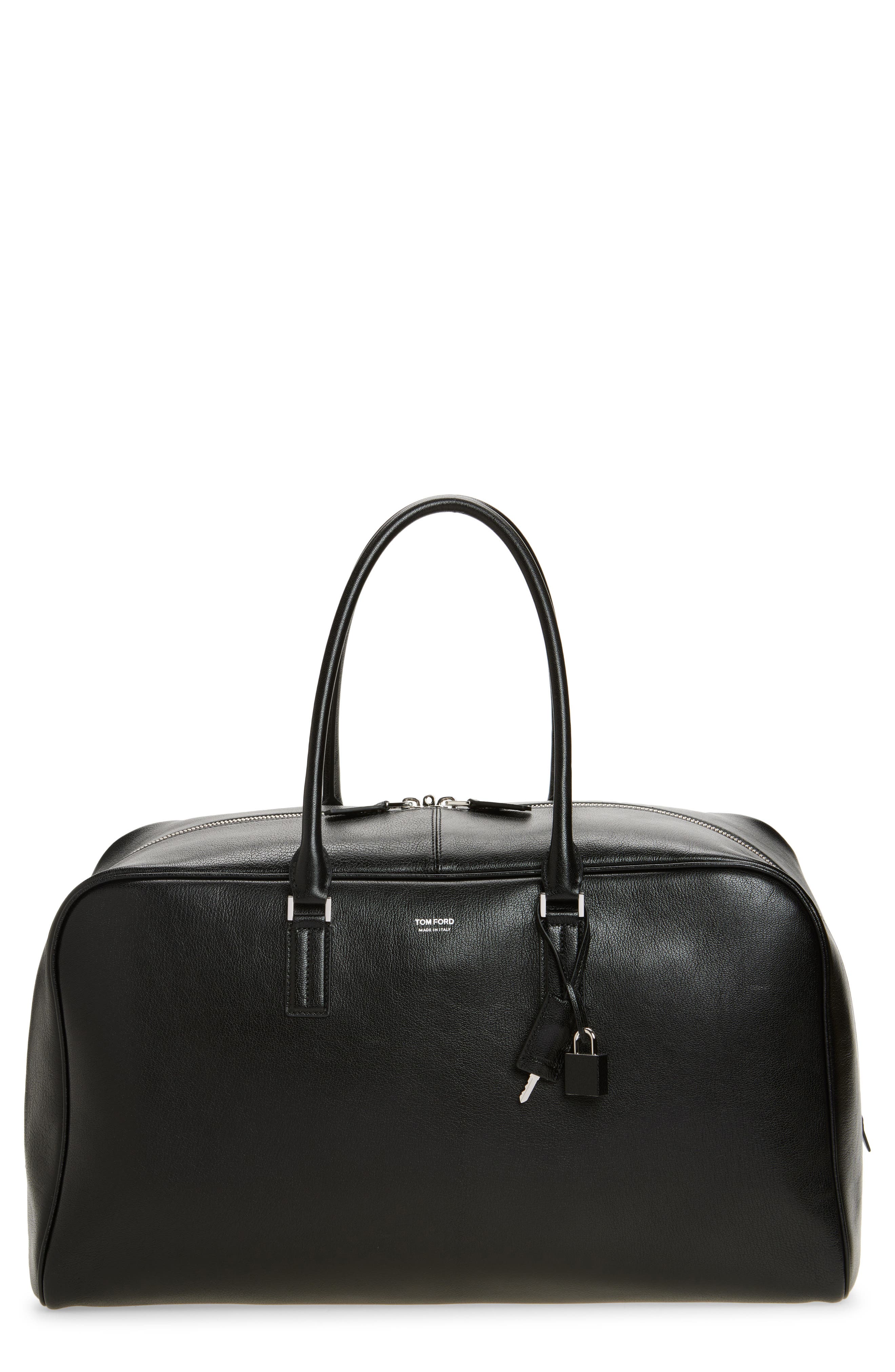 TOM FORD Supple Grain Leather Bowling Bag, Main, color, 1N001 Black