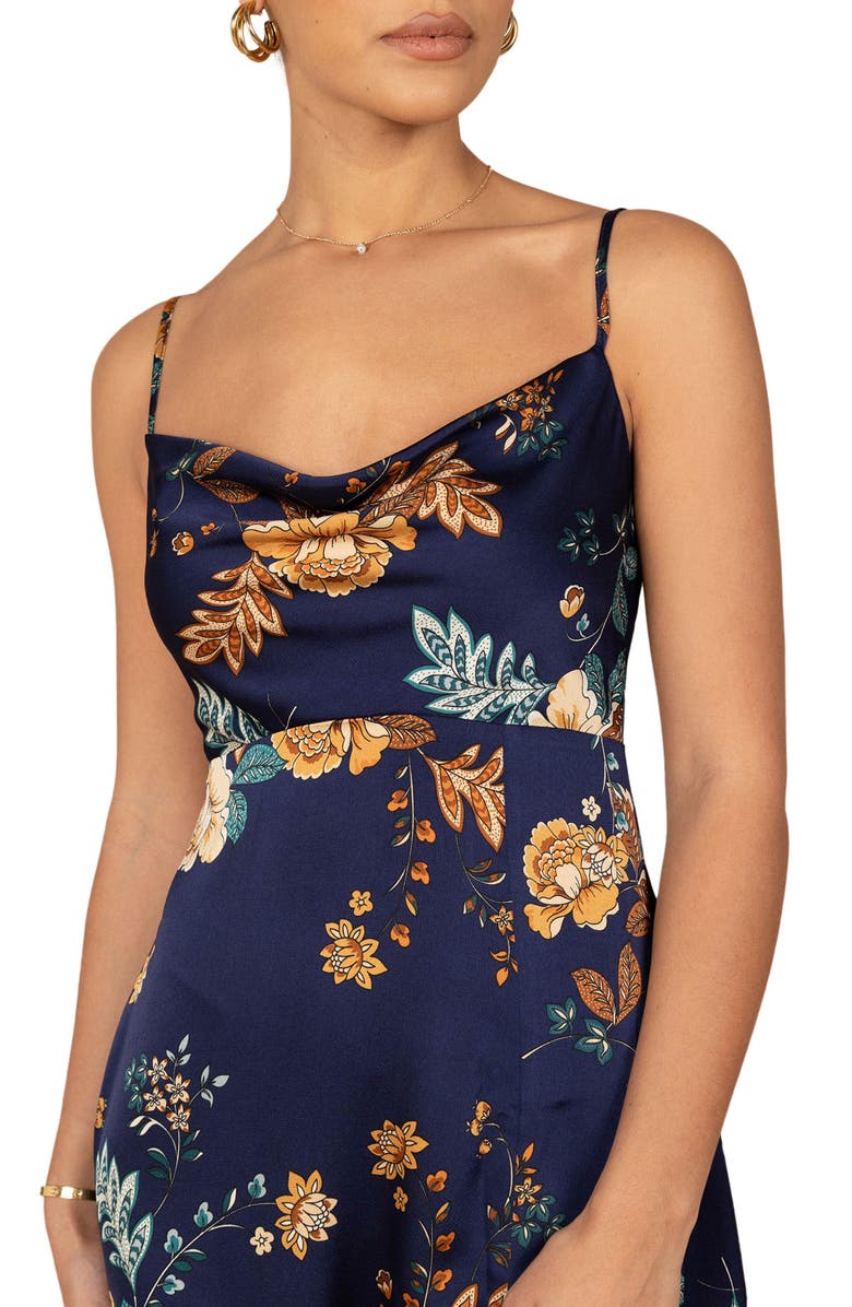 Petal & Pup Alejandra Floral Print Midi Dress, Alternate, color, Navy