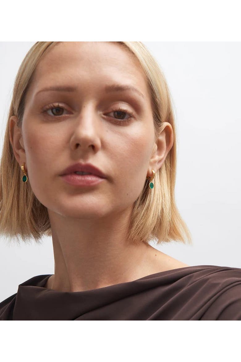 Gold Stilla Malachite Huggie Earrings, Alternate, color, Malachite