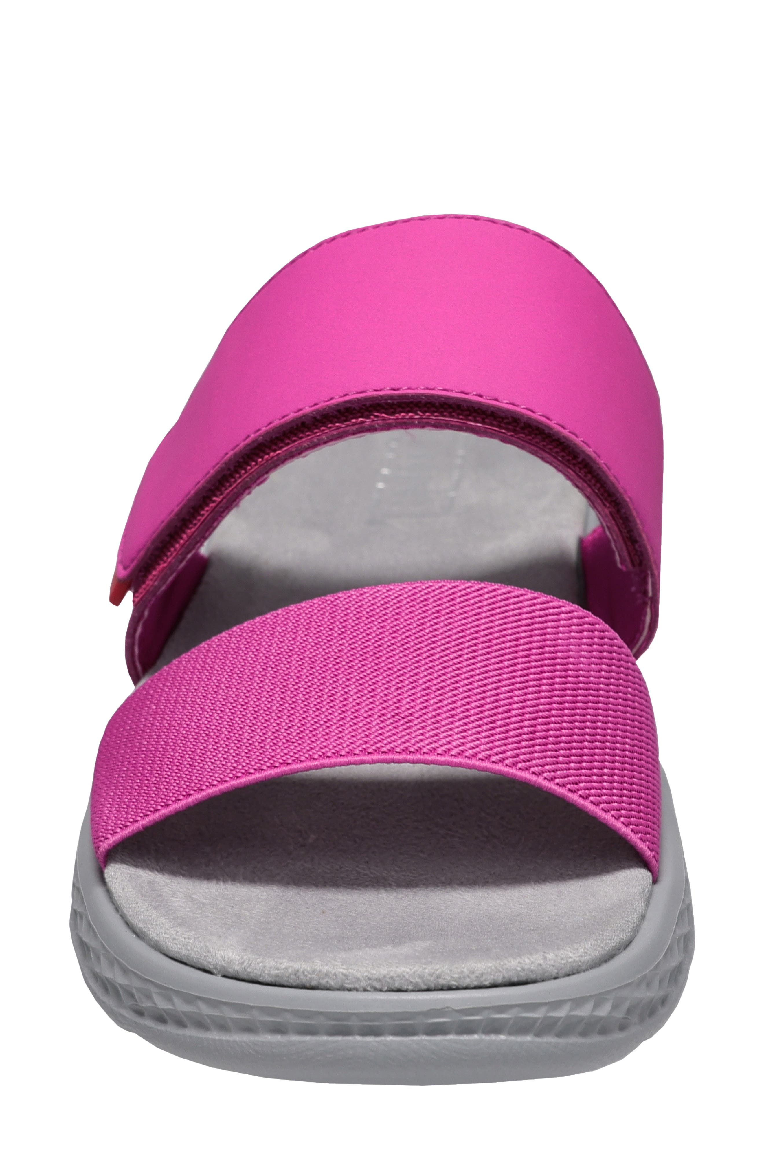 TravelActive Allegra Slide Sandal, Alternate, color, GREY/ FUCHSIA