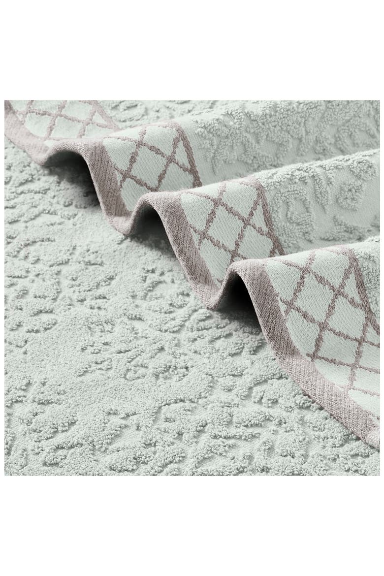 Embellished Border Damask Jacquard Towel 6-Piece Set - Grey, Alternate, color, LIGHT BLUE