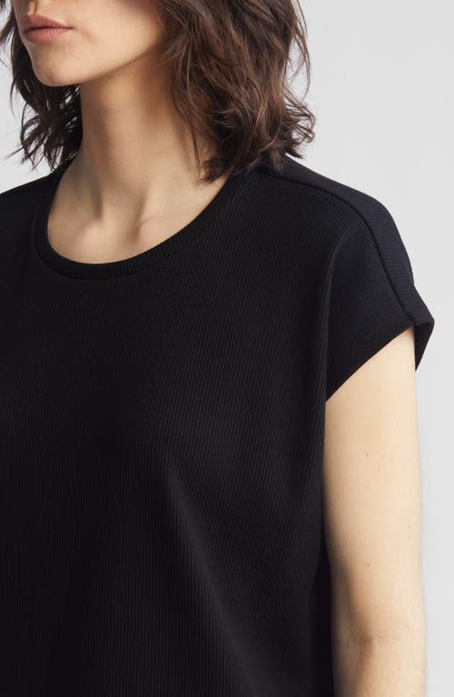 Eileen Fisher Crewneck Boxy Rib T-shirt In Black
