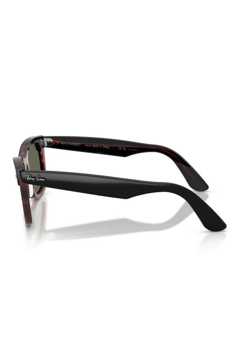 50mm Wayfarer Polarized Square Sunglasses, Alternate, color, BLACK ON HAVANA / POLAR GREEN