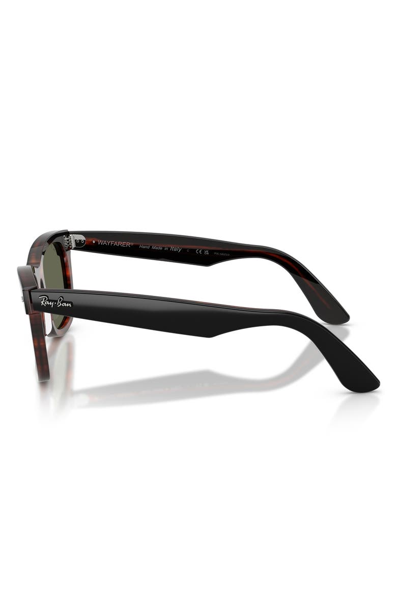 Ray-Ban 50mm Wayfarer Polarized Square Sunglasses, Alternate, color, Black On Havana / Polar Green