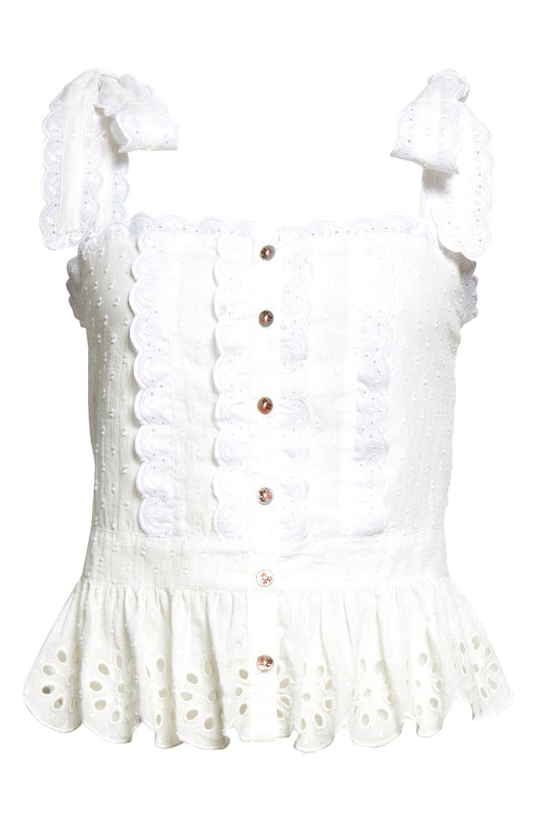 FARM Rio Eyelet Tie Shoulder Cotton Top, Alternate, color, 