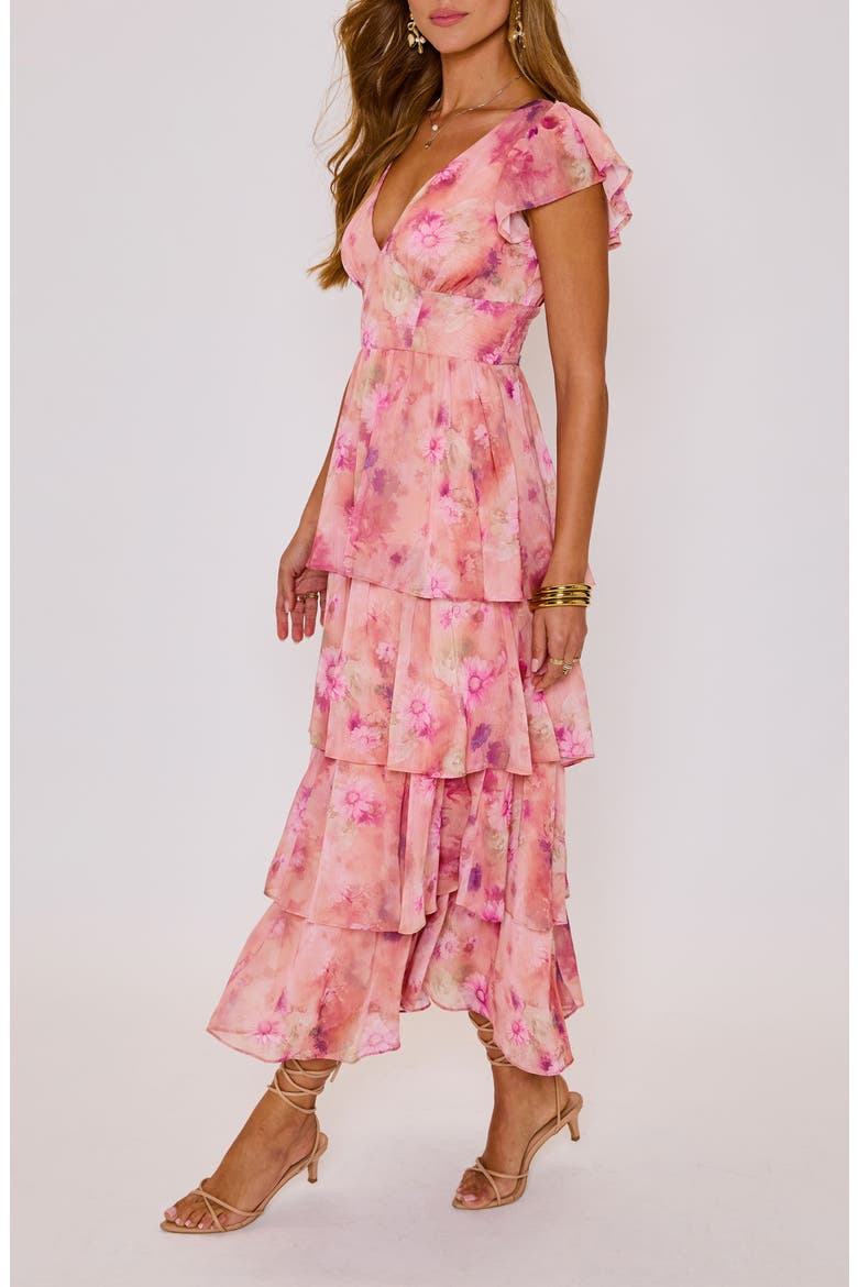 Andie Floral Print Tiered Ruffle Maxi Dress, Alternate, color, MAUVE FLORAL