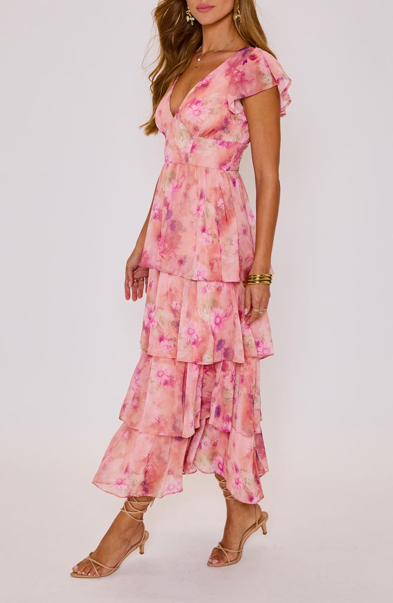 VICI Collection Andie Floral Print Tiered Ruffle Maxi Dress, Alternate, color, Mauve Floral