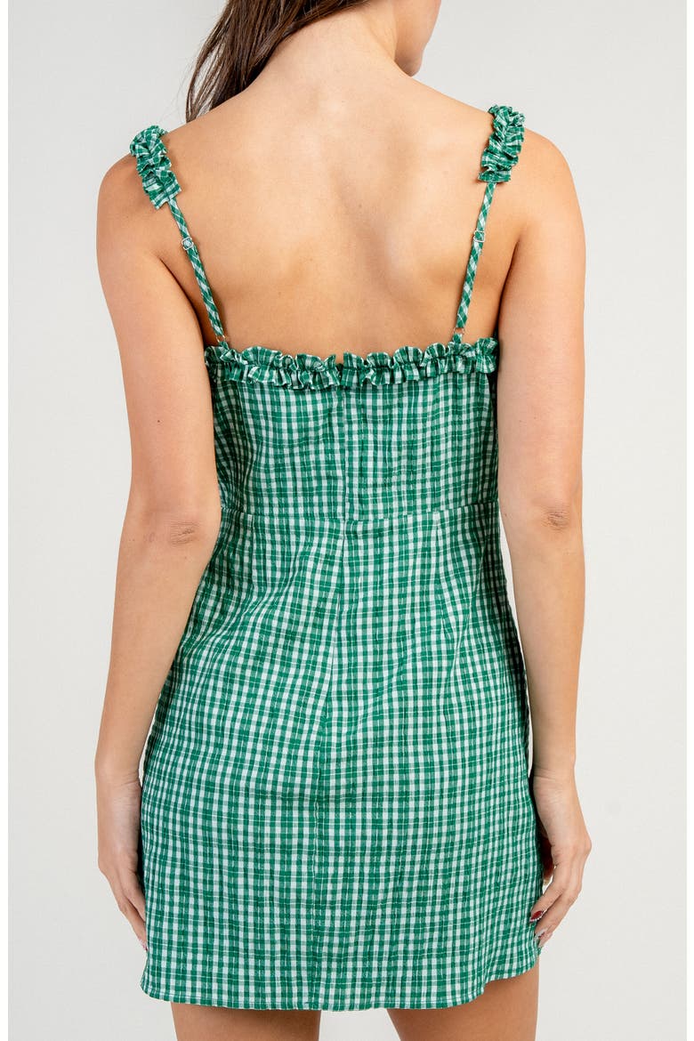 Gingham Ruffle Minidress, Alternate, color, KELLY GREEN