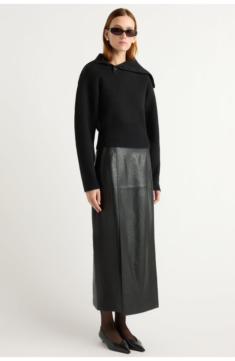 Modern Citizen Rama Front-Vent Vegan Leather Skirt, Alternate, color, Black