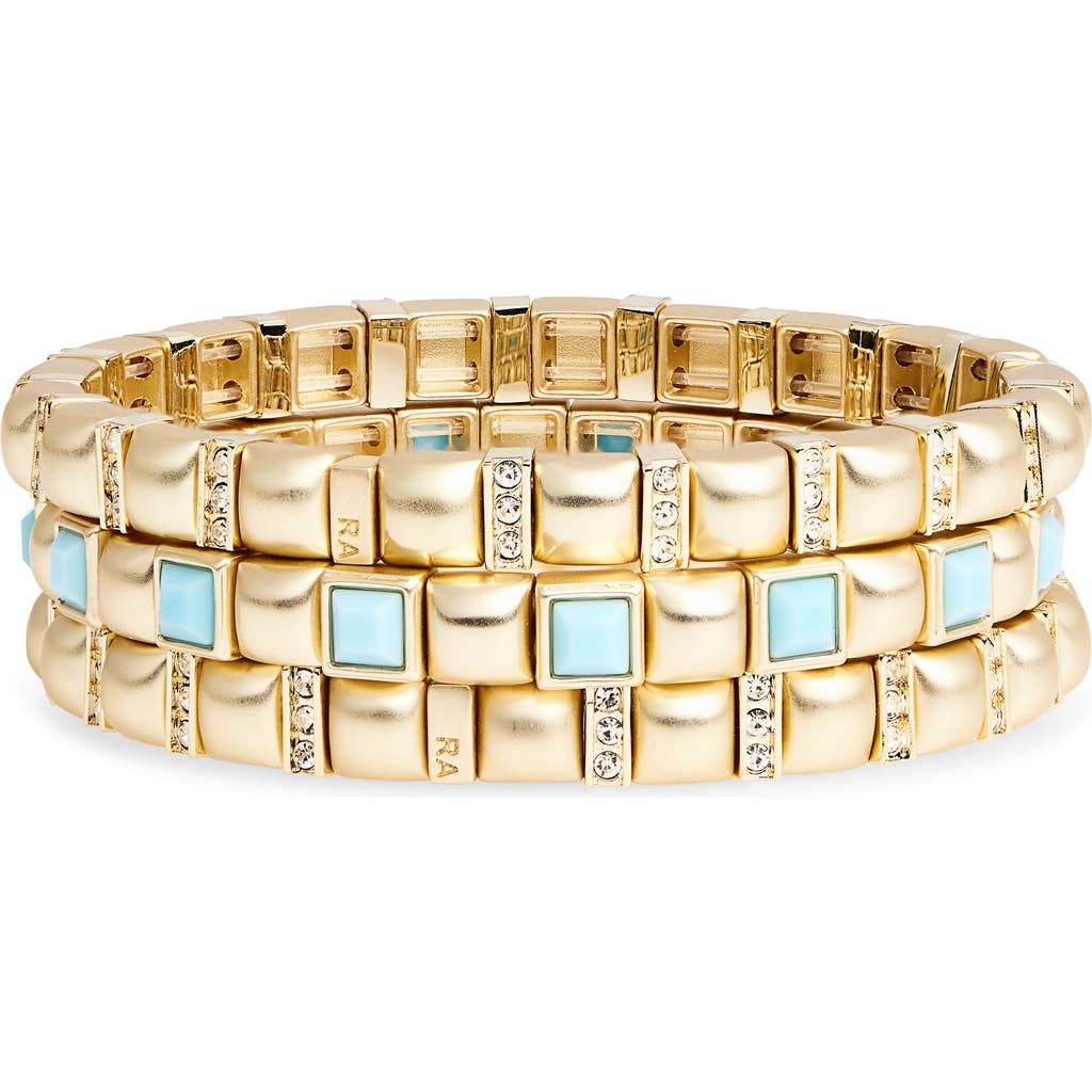 Roxanne Assoulin Set Of 3 Mini Jeweled Stretch Bracelets In Brown