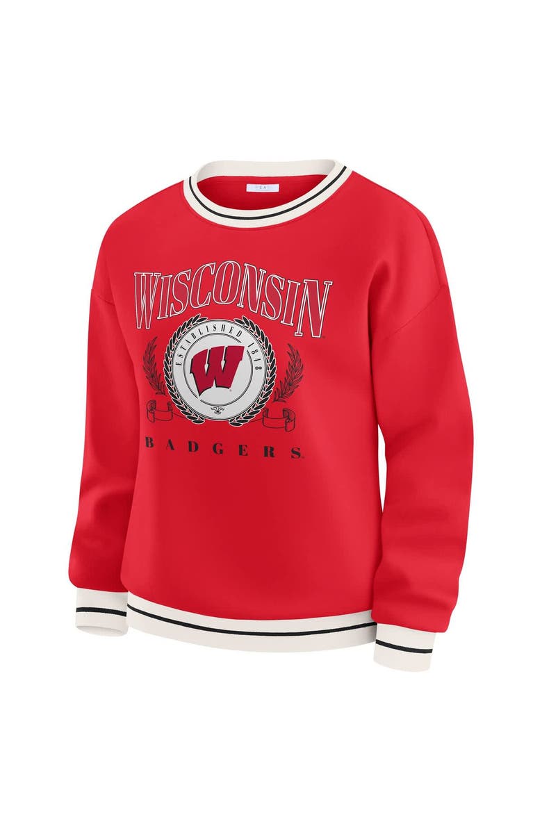 WEAR by Erin Andrews Women's WEAR by Erin Andrews Red Wisconsin Badgers Seal Sweatshirt, Alternate, color, Red