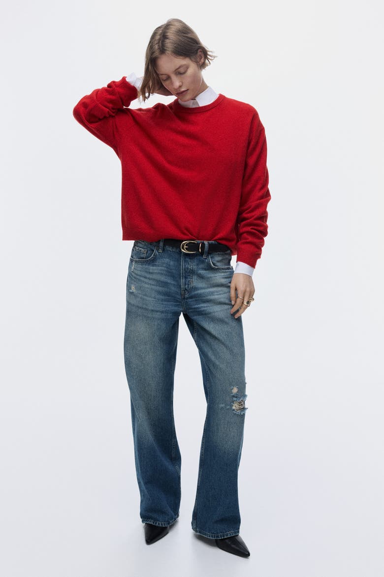 Wide Leg Regular Waist Jeans, Alternate, color, Denim blue