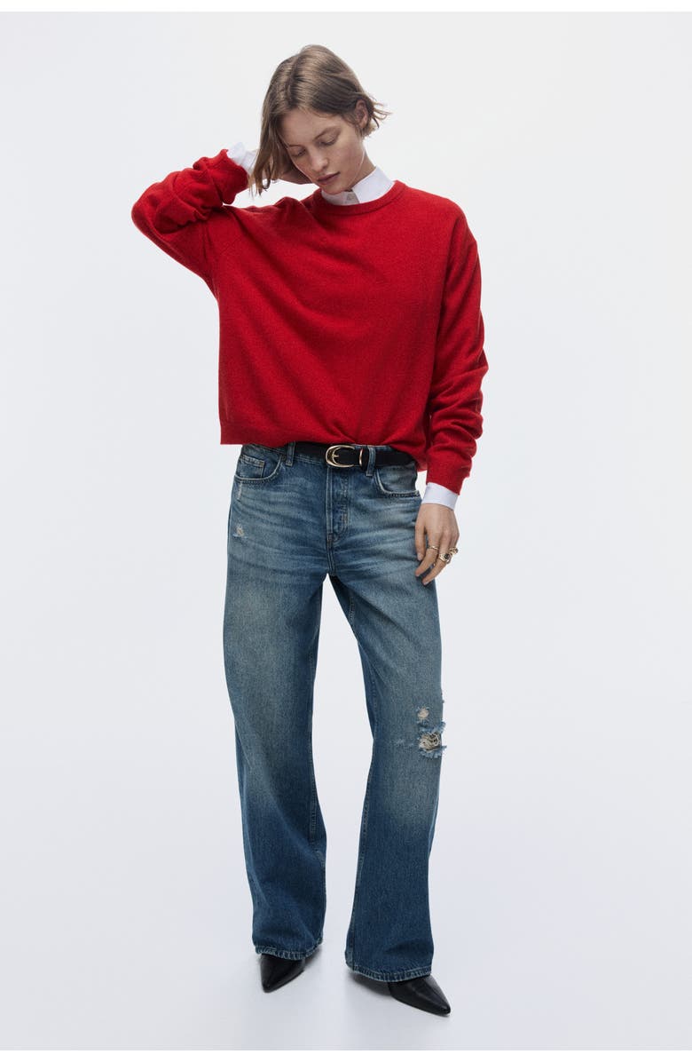 H&M Wide Leg Regular Waist Jeans, Alternate, color, Denim Blue