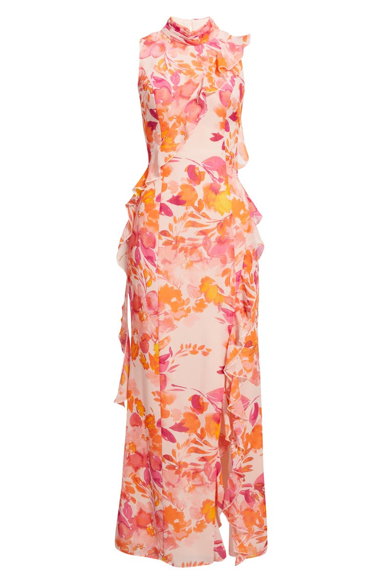 Eliza J Ruffle Mock Neck Maxi Dress, Alternate, color, Blush