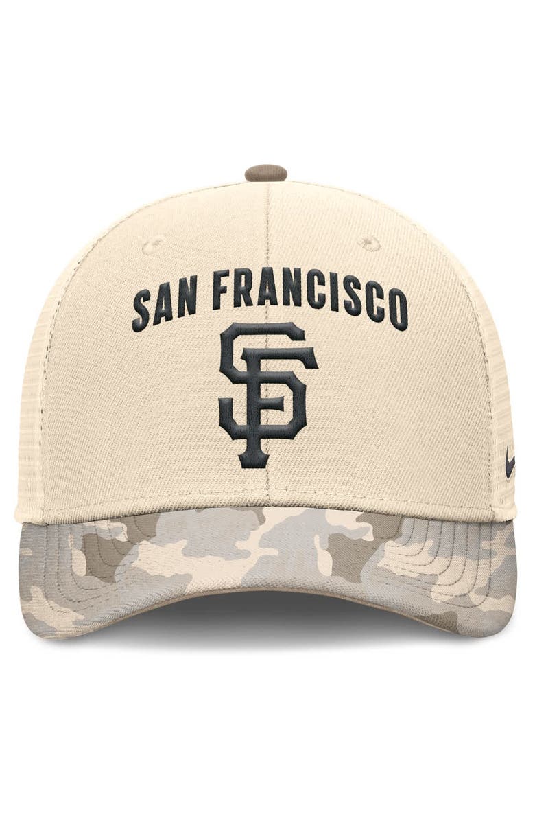Nike Men's Nike Natural San Francisco Giants Camo Natural Pack Rise Adjustable Trucker Hat, Alternate, color, Natural