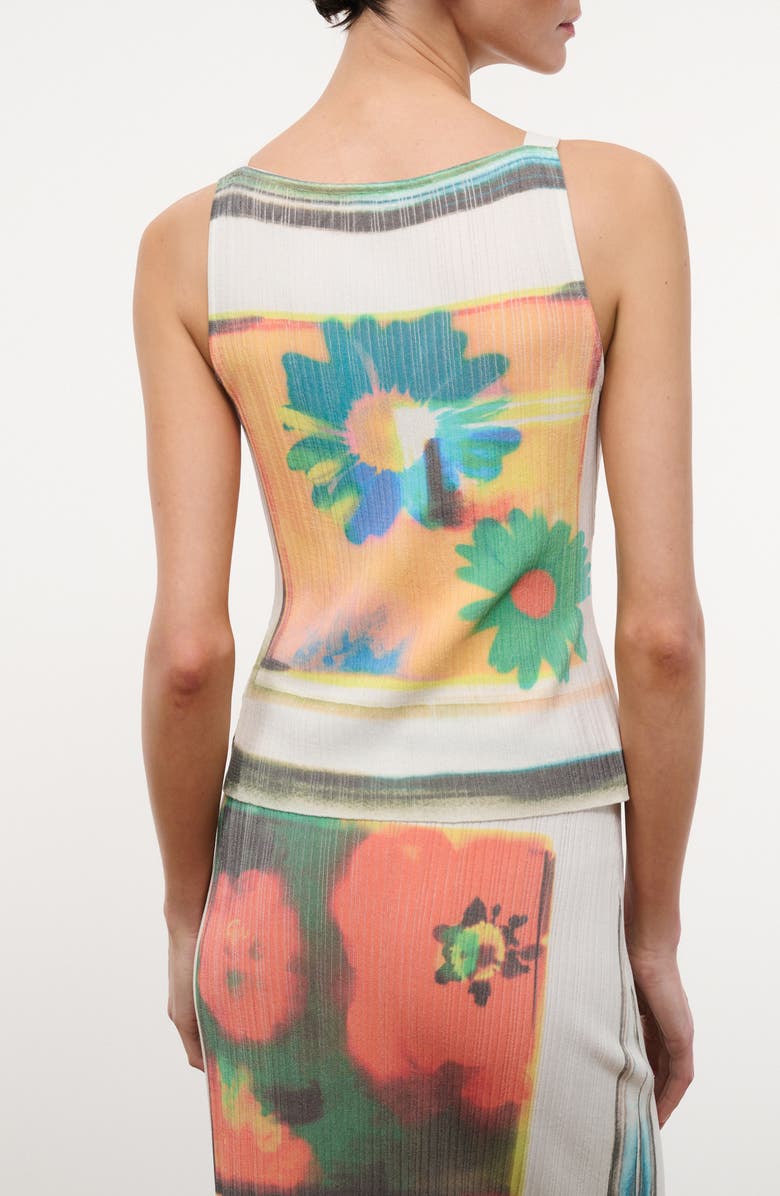 STAUD Bryn Floral Print Ribbed Tank, Alternate, color, Superbloom