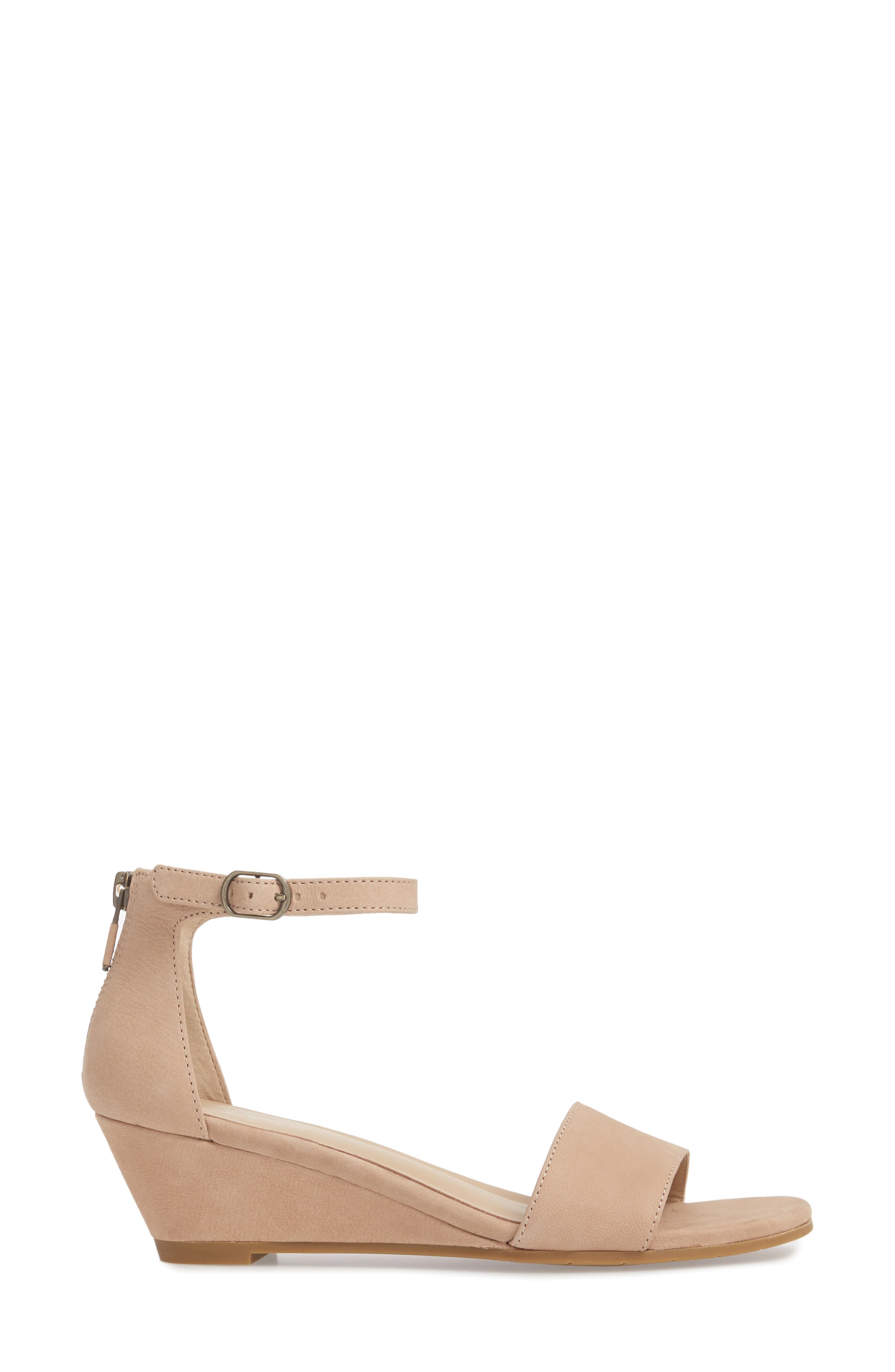 Mara Ankle Strap Wedge Sandal, Alternate, color, LATTE LEATHER