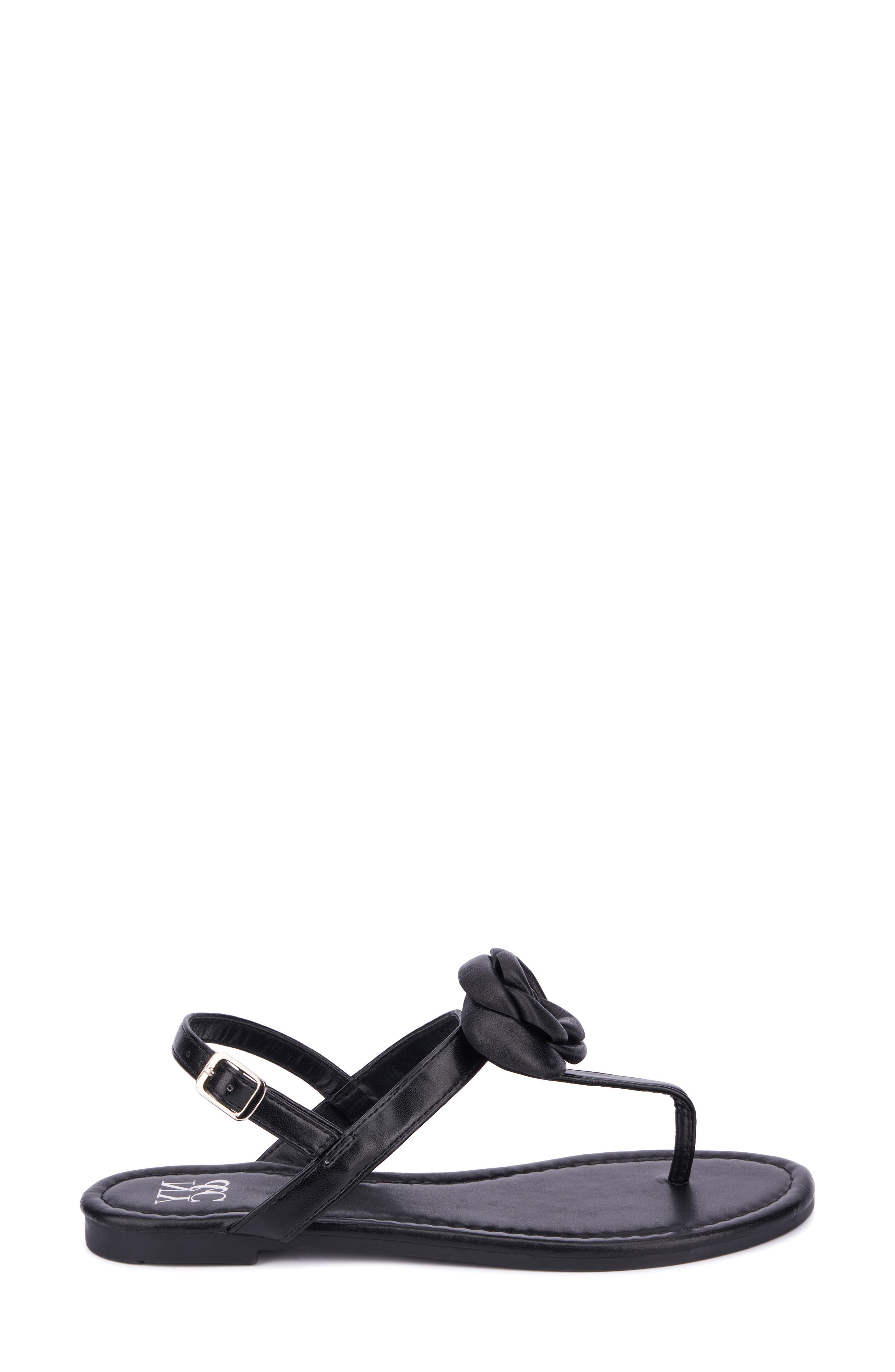 NEW YORK AND COMPANY Rosette Thong Sandal, Alternate, color, Black