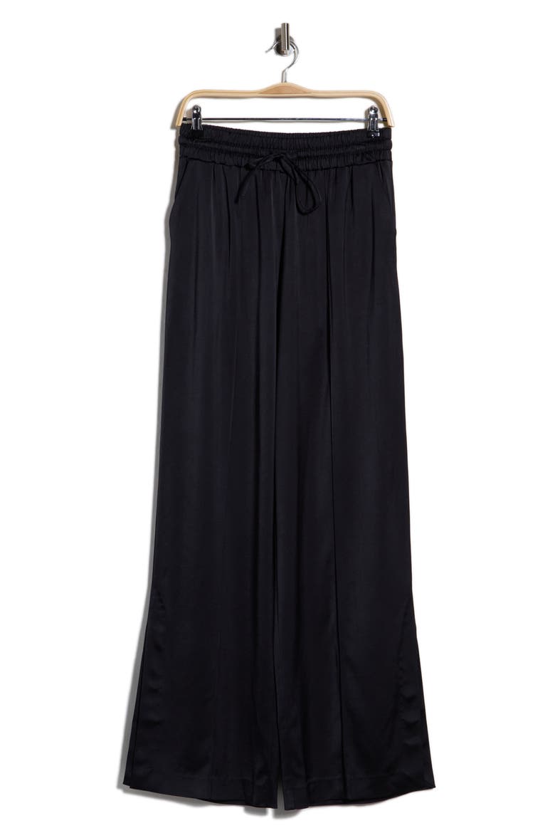 Damoni Wide Leg Satin Pants, Alternate, color, BLACK