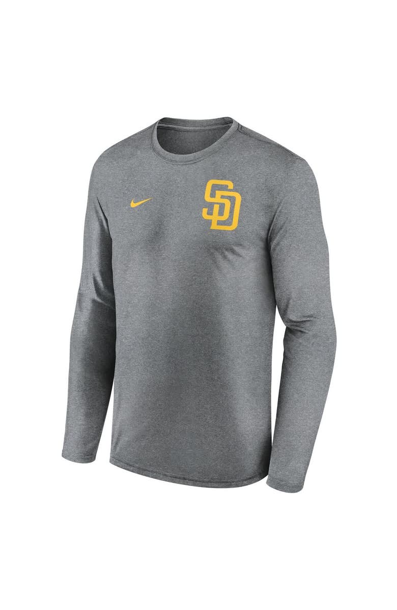 Nike Men's Nike Heather Charcoal San Diego Padres 2-Hit Legend Performance Long Sleeve T-Shirt, Alternate, color, Heather Charcoal