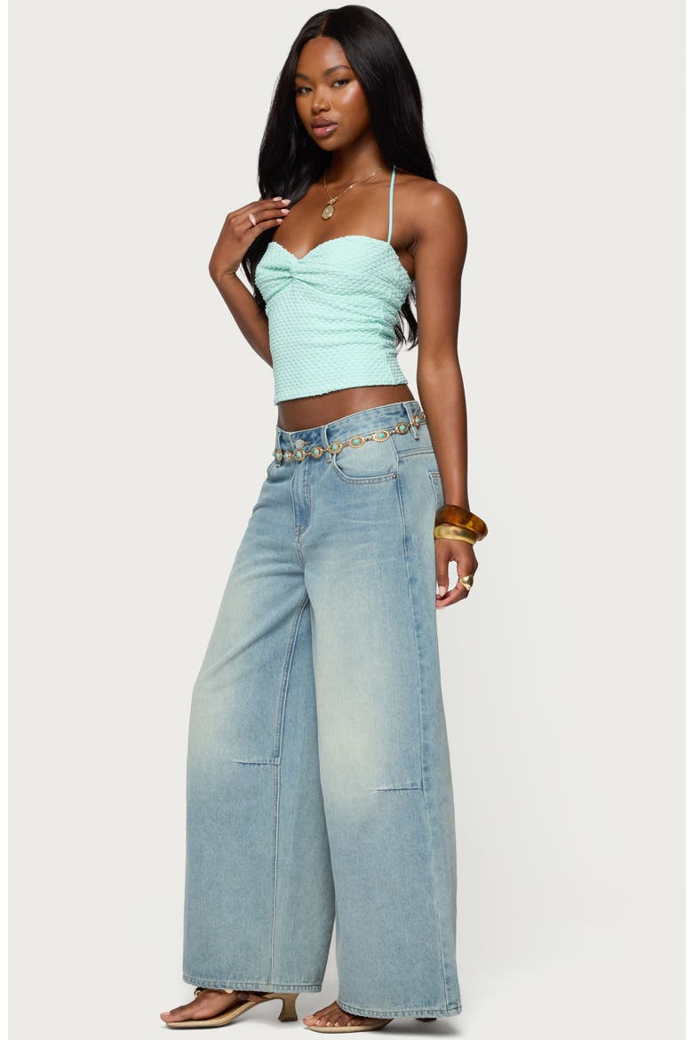 Zoee Textured Halter Top, Alternate, color, AQUA