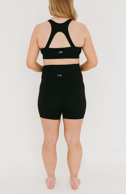 Axk Athletic Maternity Bike Shorts With Supportive Belly Band In Black