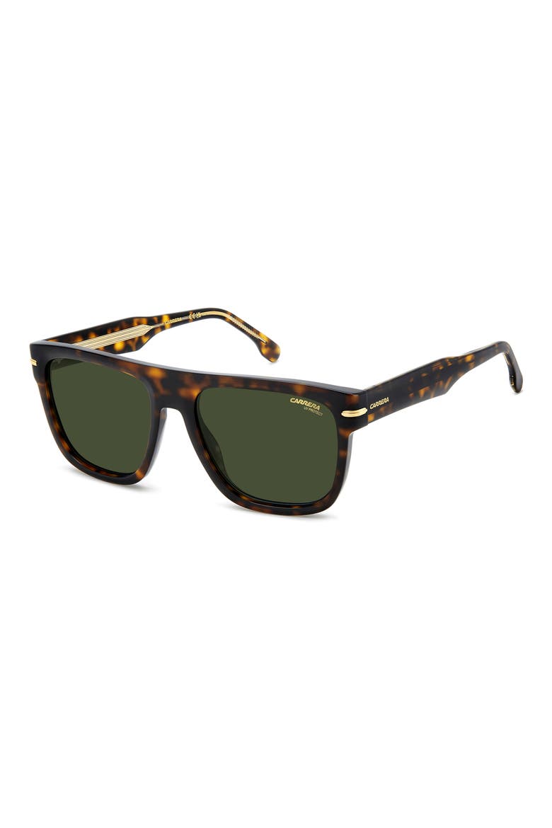 57mm Rectangular Sunglasses, Alternate, color, DARK HAVANA GOLD/ GREEN