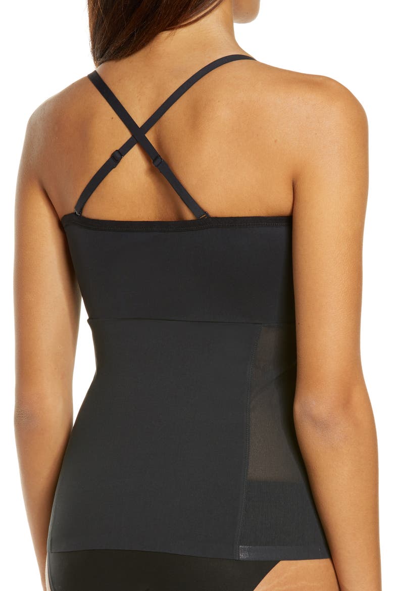 Convertible Strap Mesh Shaping Camisole, Alternate, color, BLACK