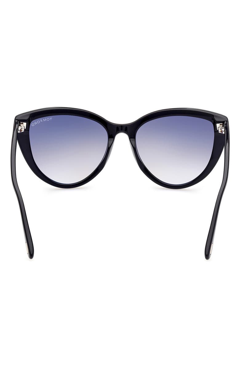 TOM FORD Isabella-02 56mm Gradient Cat Eye Sunglasses, Alternate, color, Shiny Black  / Gradient Smoke
