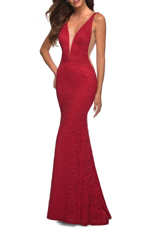 Illusion Inset Lace Gown
