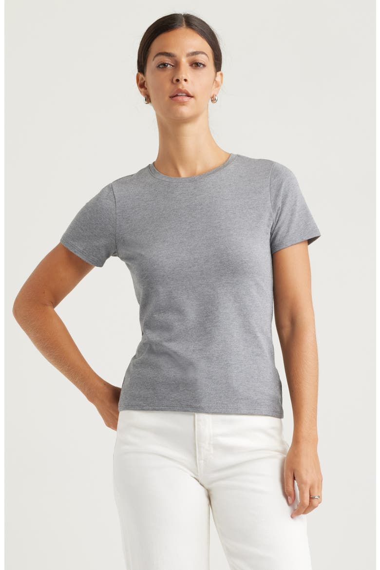 Pima Cotton Blend Crewneck T-Shirt, Main, color, GREY DARK HEATHER