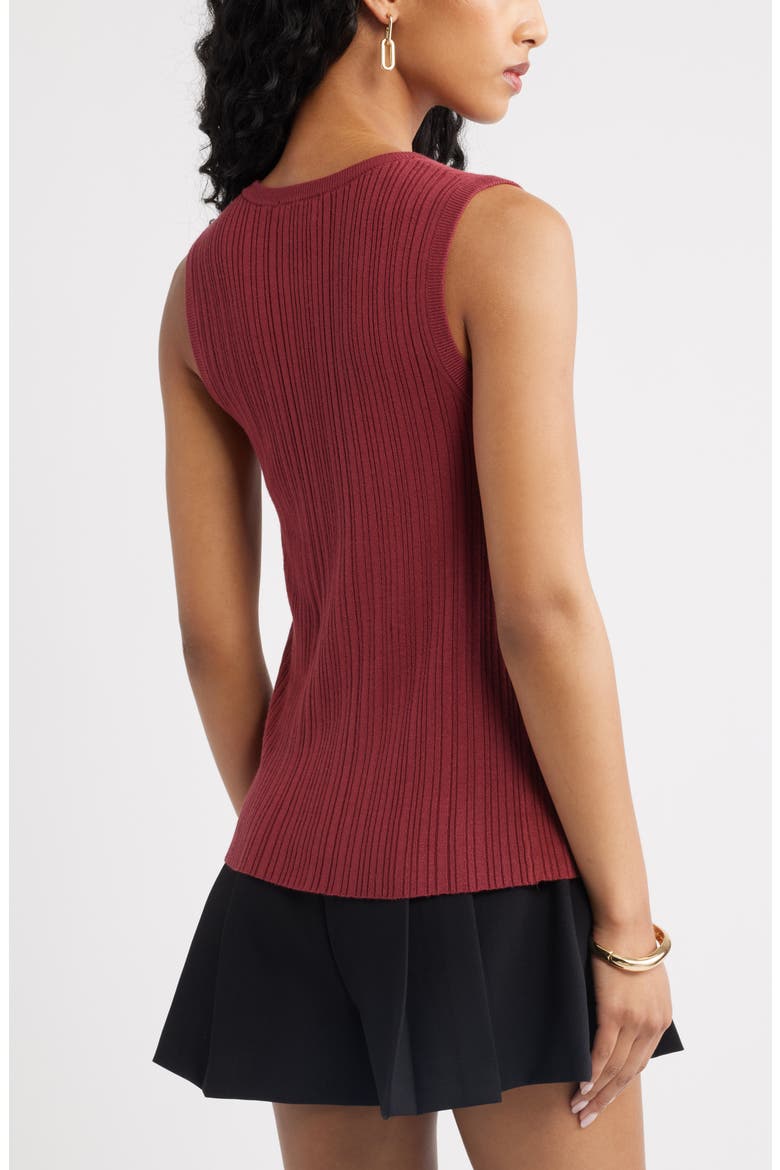 Button Front Rib Tank, Alternate, color, RED RUBY