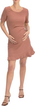 Angel Maternity Frill Body-Con Maternity Dress