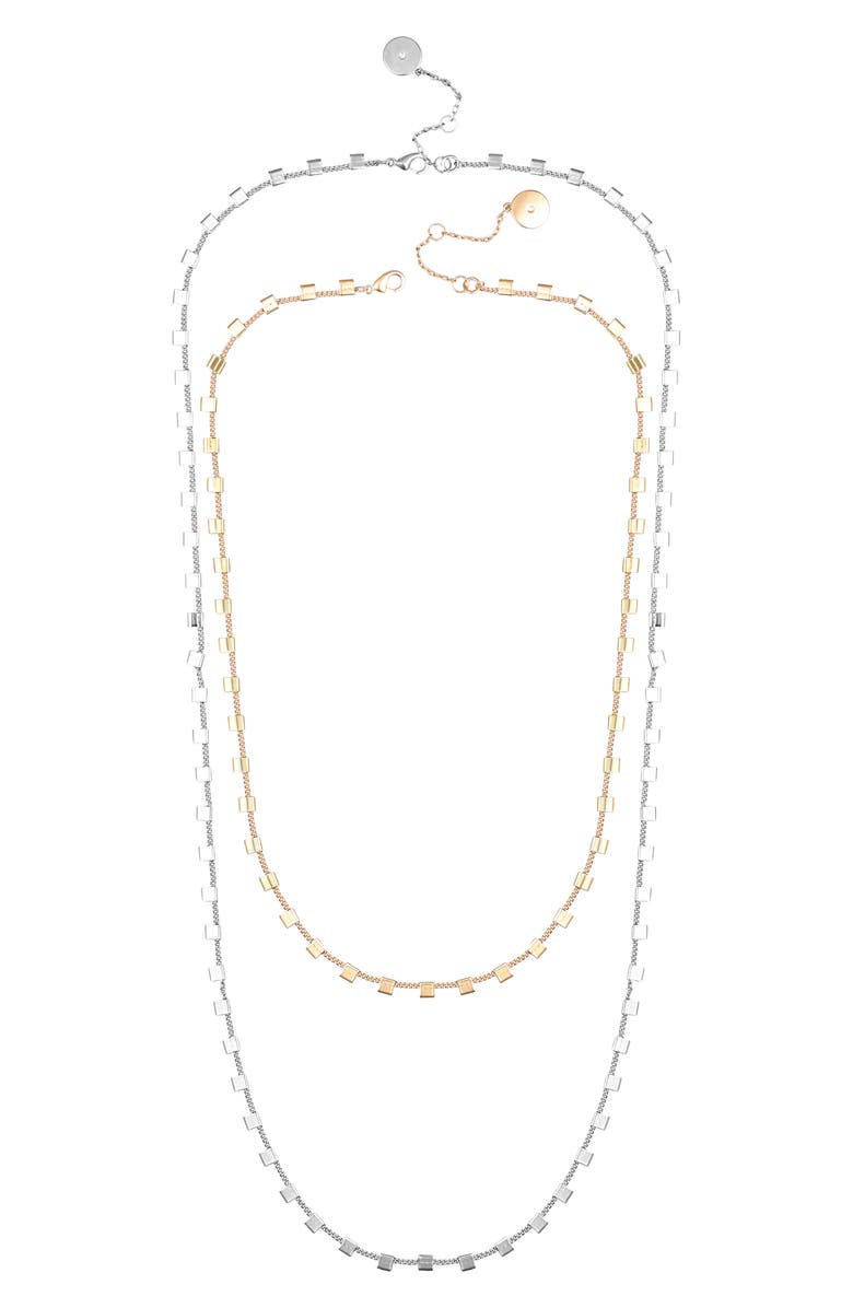Vince Camuto Set of 2 Two-Tone Square Station Chain Necklaces, Alternate, color, Two-Tone