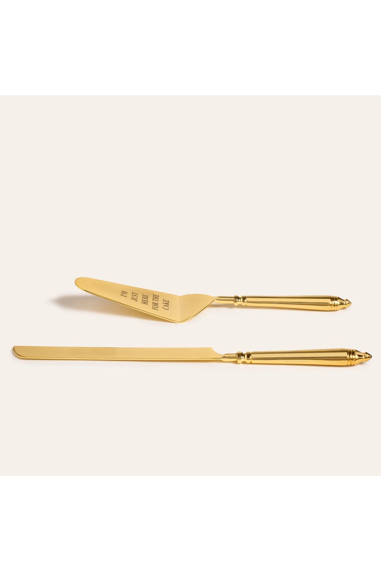 Tanda Steel Cake Service Set of 2 Entertaining Essential, Alternate, color, Metallic Gold