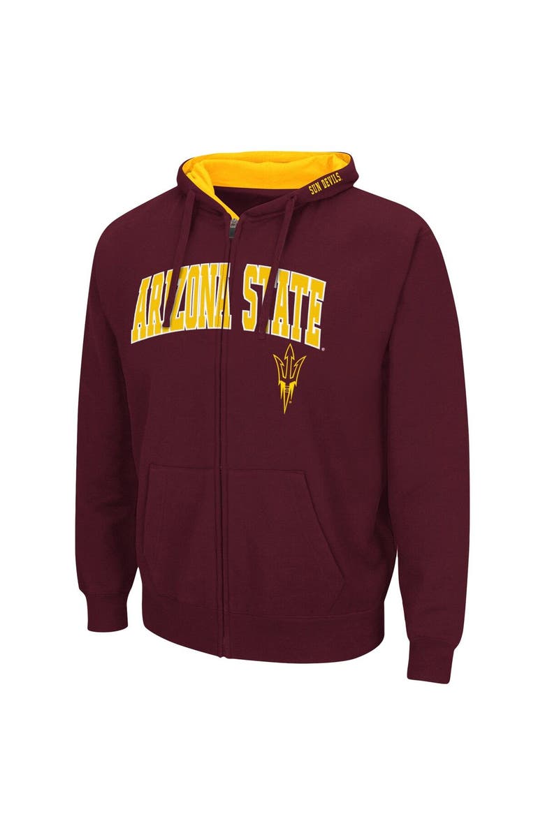 COLOSSEUM Men's Colosseum Maroon Arizona State Sun Devils Arch & Logo 3.0 Full-Zip Hoodie, Alternate, color, Maroon