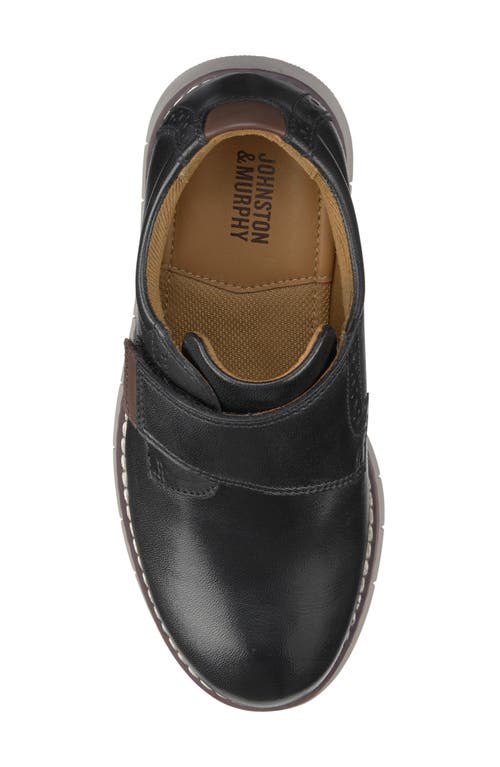 Johnston & Murphy Kids' Holden Plain Toe Monk Strap Shoe In Black Full Grain