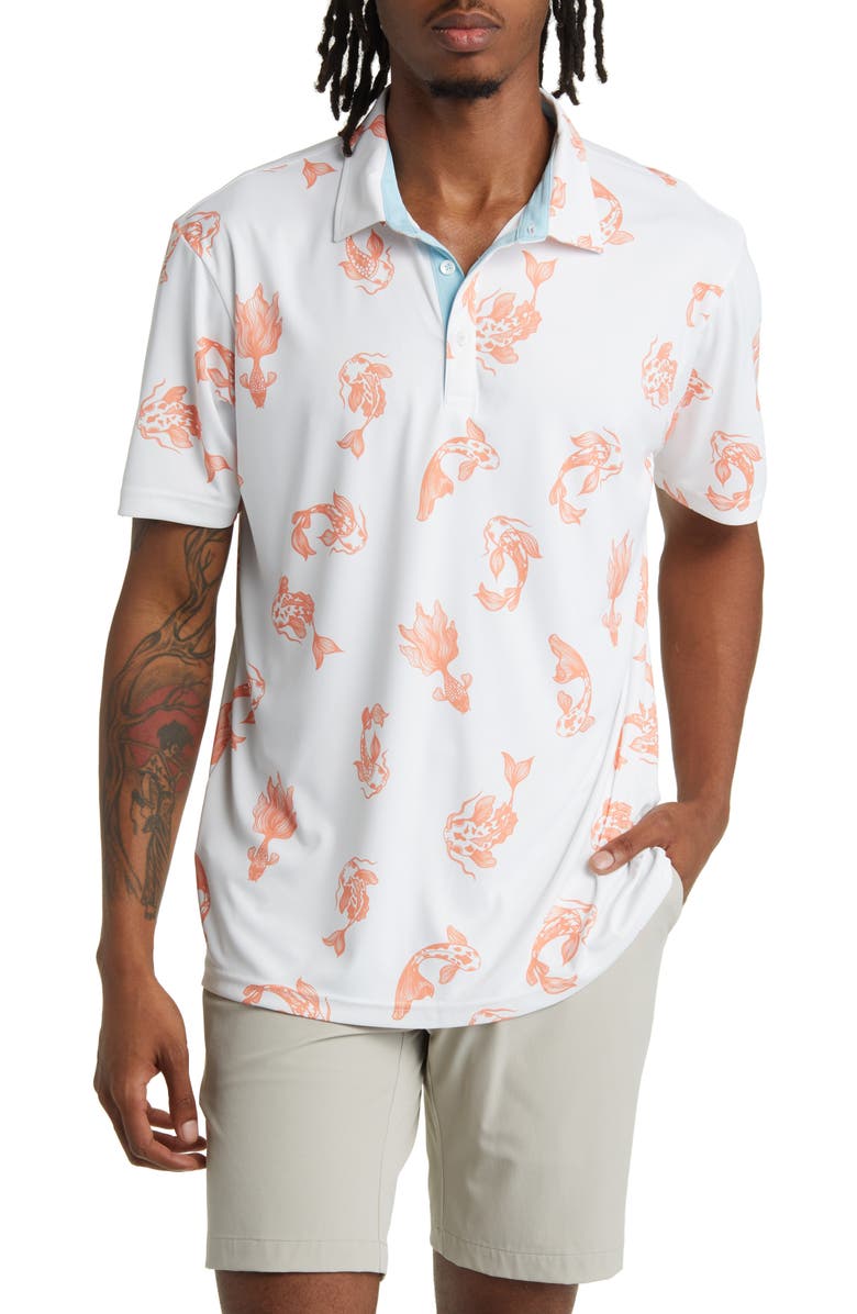 Swannies Finn Koi Print Golf Polo, Main, color, 
