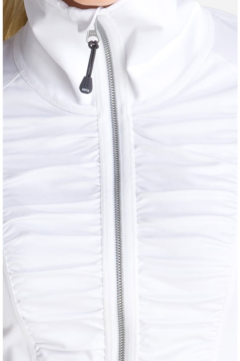 Pleated Hem Shirred Jacket, Alternate, color, WHITE