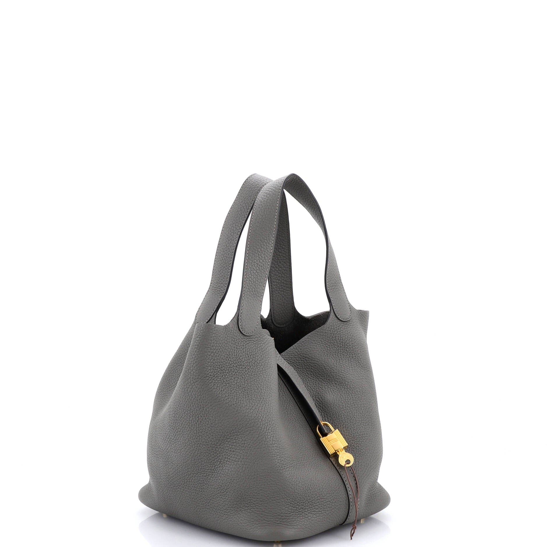 Pre-Owned Hermes Picotin Lock Bag Clemence MM, Alternate, color, Gris Meyer