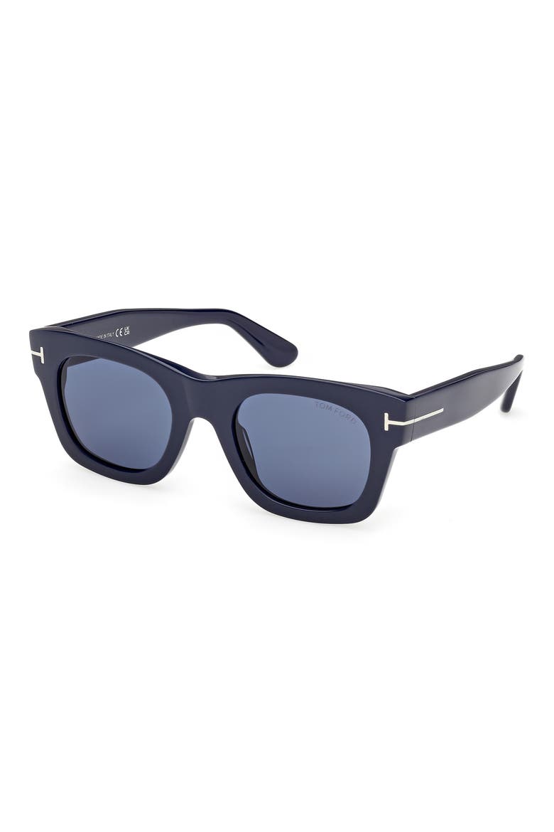 Emma 51mm Square Sunglasses, Main, color, SHINY NAVY BLUE / BLUE LENS