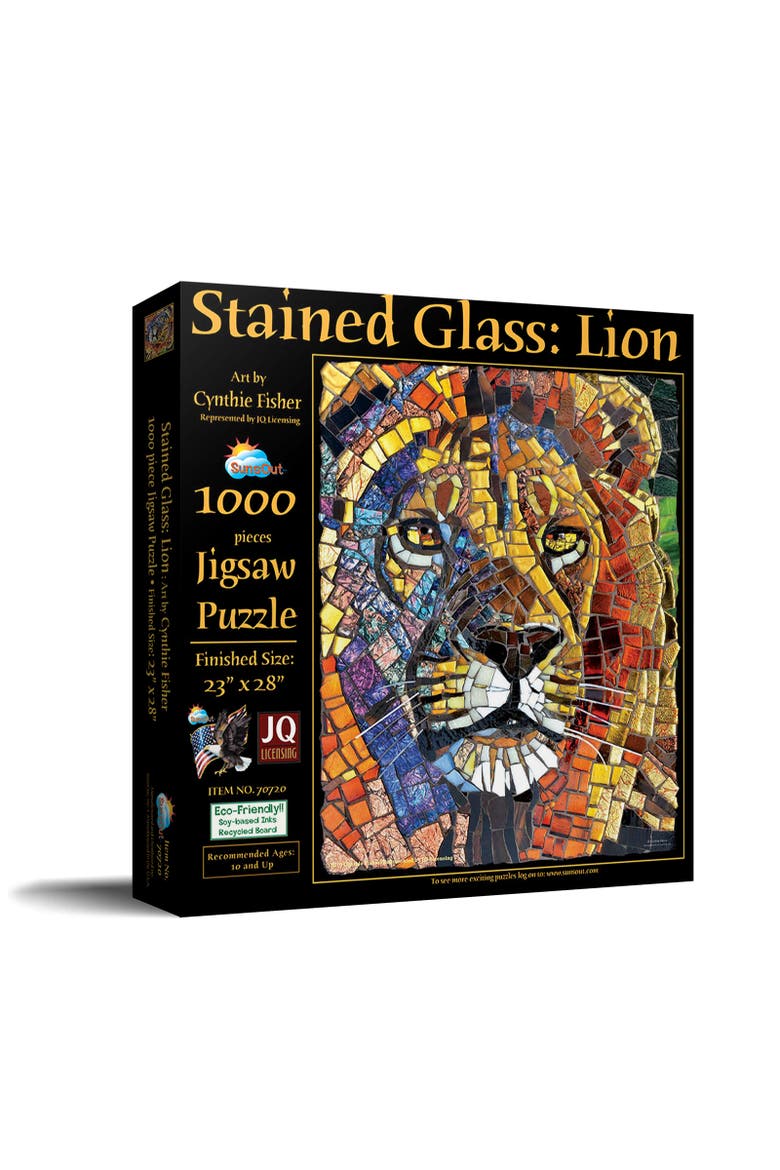 Stained Glass Lion 1000 piece Jigsaw Puzzle for Adults, Main, color, Multicolor