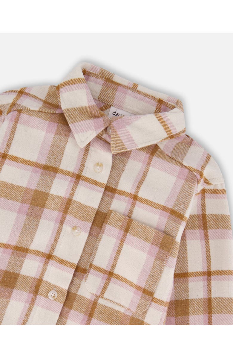 Deux par Deux Plaid Overshirt, Alternate, color, Off-White, Beige And Pink