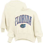 PRESSBOX Women's Pressbox Natural Florida Gators Oversized Waist-Length Crewneck Sweatshirt