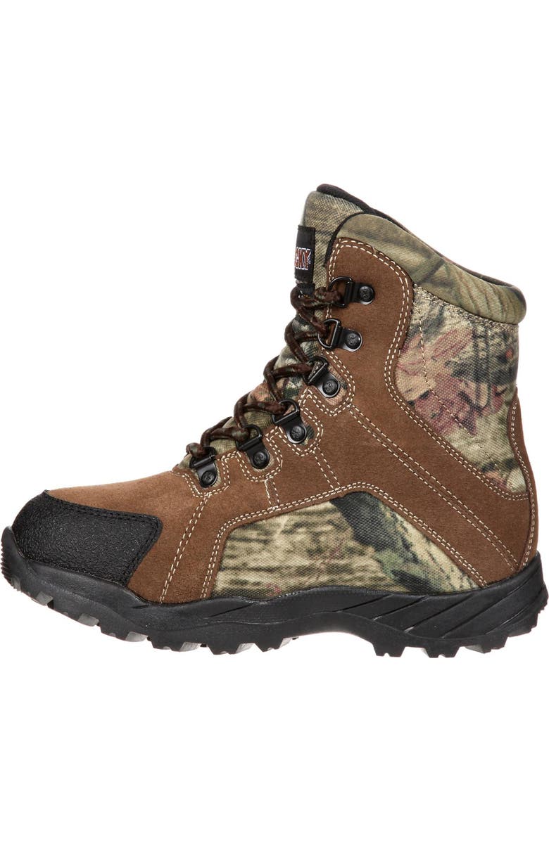 Rocky Waterproof Kids' Hunting Waterproof 800G Insulated Boot, Alternate, color, Brown And Mossy Oak Country