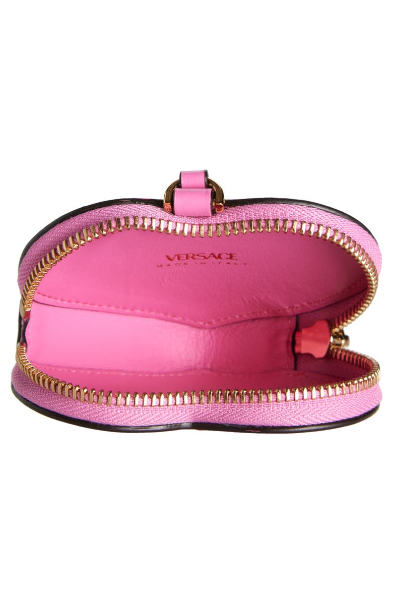 Versace Logo Leather Heart Coin Purse Bag Charm, Alternate, color, Mekong Gold Versace