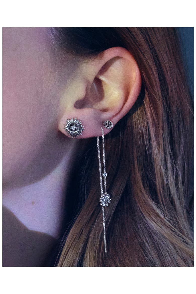 B&F x JH Wildflower Drop Chain Earrings, Sterling Silver, Lab Grown Diamond, Alternate, color, SILVER