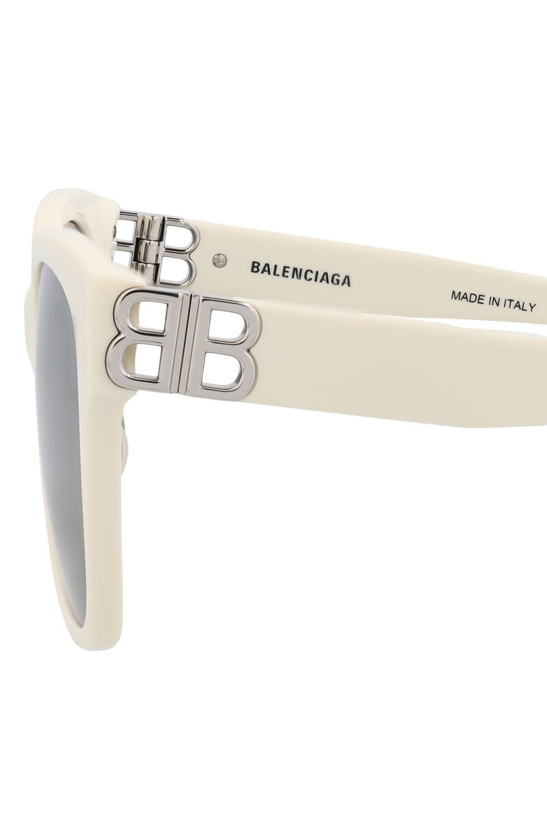 Balenciaga 57mm Square Sunglasses, Alternate, color, White Silver Silver