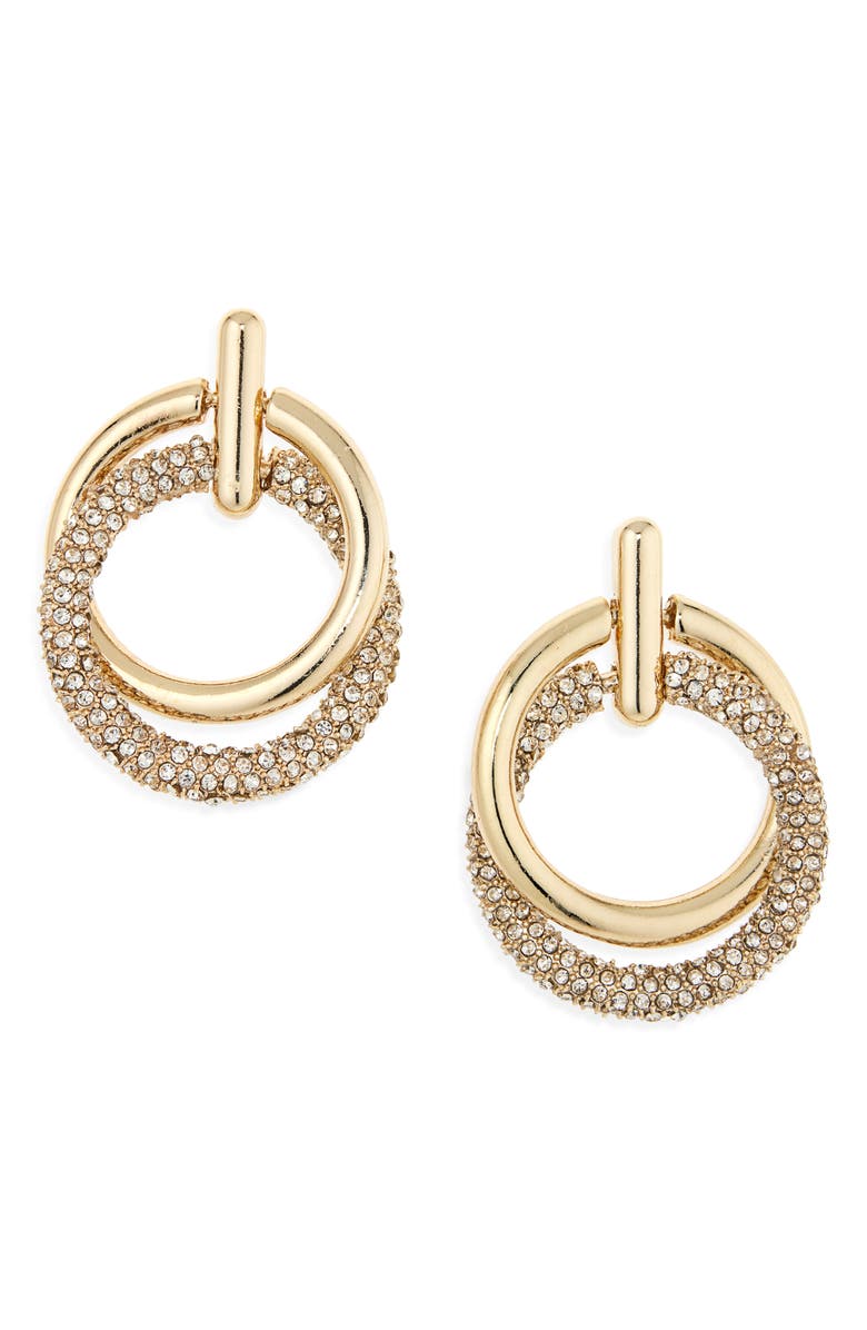 BaubleBar Gretchen Hoop Drop Earrings, Main, color, Clear/Gold