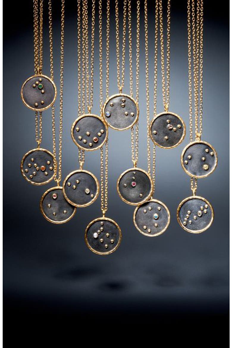 Reversible Constellation Pendant Necklace, Alternate, color, SILVER EMERALD- TAURUS